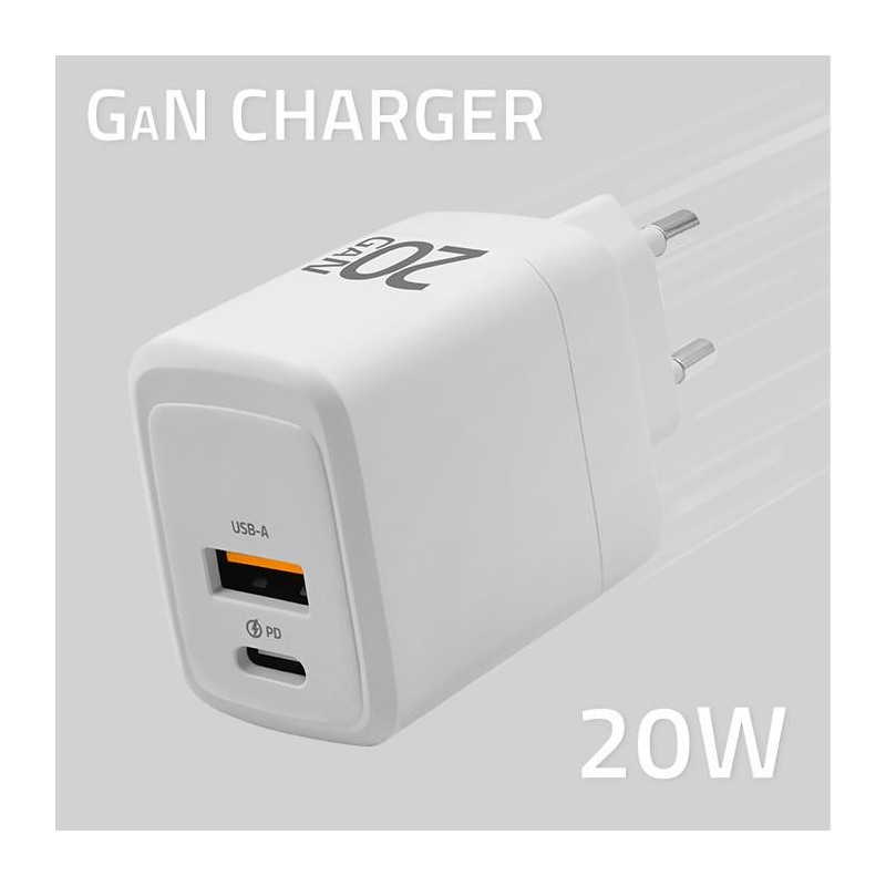 Ładowarka sieciowa Qoltec 20W GaN | 5-20V | 1.5-3A | 1xUSB-C… | PartsPC.pl