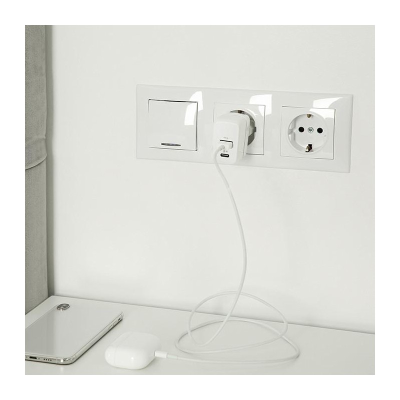 Ładowarka sieciowa Qoltec 20W GaN | 5-20V | 1.5-3A | 1xUSB-C… | PartsPC.pl
