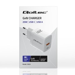 Ładowarka sieciowa Qoltec 20W GaN | 5-20V | 1.5-3A | 1xUSB-C… | PartsPC.pl