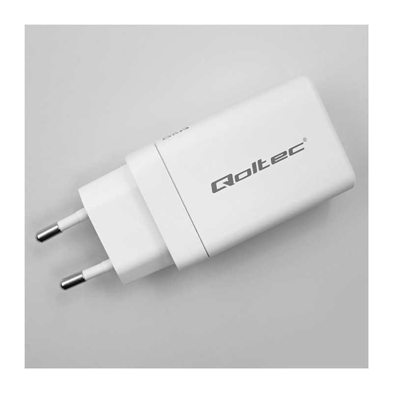 Ładowarka sieciowa Qoltec 65W GaN | 5-20V | 3-3.35A | 2xUSB-… | PartsPC.pl