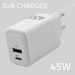 Ładowarka sieciowa Qoltec 45W GaN | 5-20V | 1.5-3A | 1xUSB-C… | PartsPC.pl