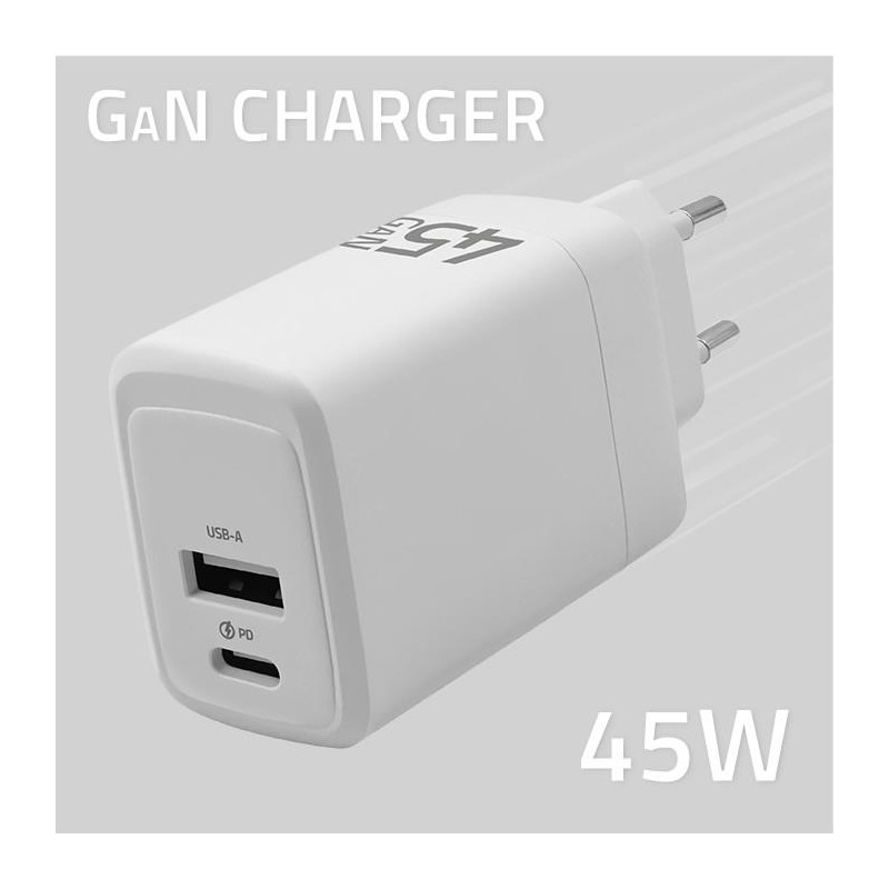 Ładowarka sieciowa Qoltec 45W GaN | 5-20V | 1.5-3A | 1xUSB-C… | PartsPC.pl