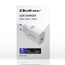 Ładowarka sieciowa Qoltec 45W GaN | 5-20V | 1.5-3A | 1xUSB-C… | PartsPC.pl