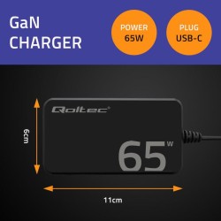 Ładowarka sieciowa Qoltec 65W GaN Super Fast SLIM | PartsPC.pl