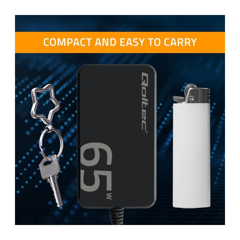 Ładowarka sieciowa Qoltec 65W GaN Super Fast SLIM | PartsPC.pl