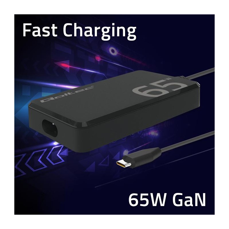 Ładowarka sieciowa Qoltec 65W GaN Super Fast SLIM | PartsPC.pl