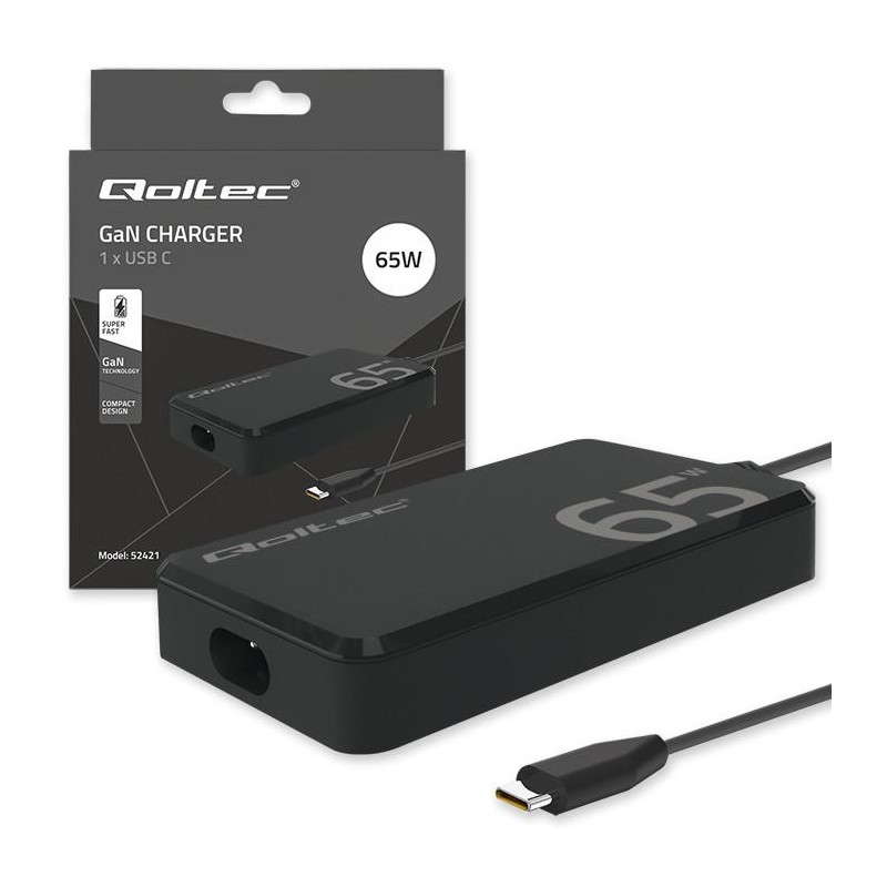 Ładowarka sieciowa Qoltec 65W GaN Super Fast SLIM | PartsPC.pl