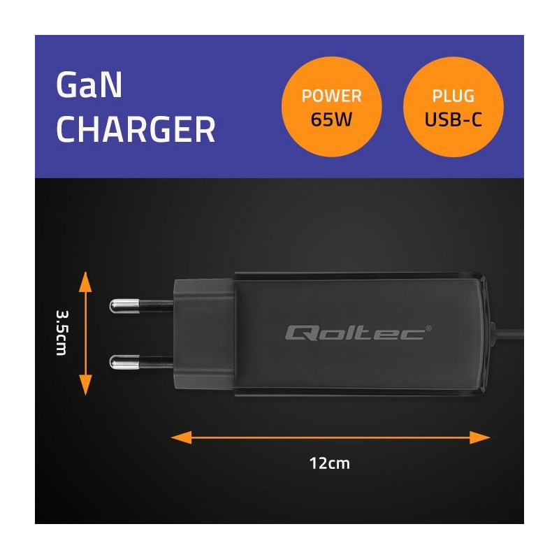 Ładowarka sieciowa Qoltec 65W GaN Super Fast | 5-20V | 3-3.2… | PartsPC.pl