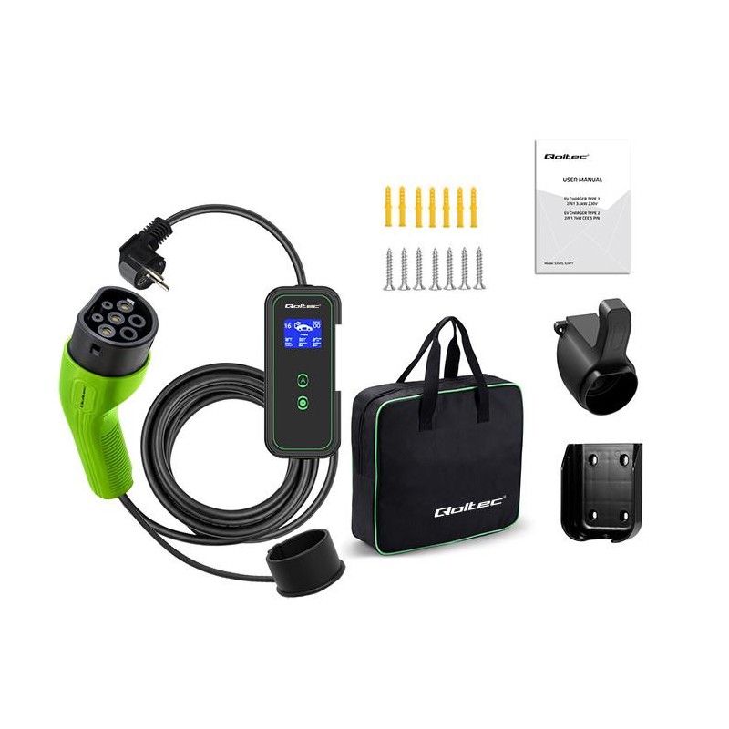 Ładowarka Qoltec do samochodu elektrycznego EV z regulacją 2w1 Typ2 | 3.5kW