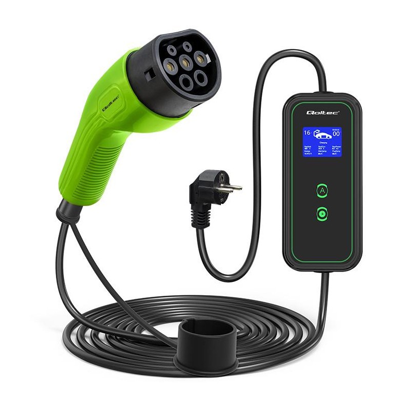 Ładowarka Qoltec do samochodu elektrycznego EV z regulacją 2w1 Typ2 | 3.5kW