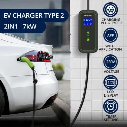 Ładowarka Qoltec mobilna do samochodu elektrycznego EV z regulacją 2w1 Typ2