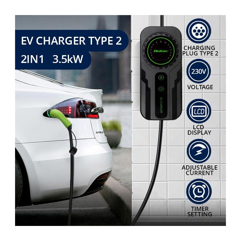 Ładowarka Qoltec do samochodu elektrycznego EV z regulacją 2… | PartsPC.pl