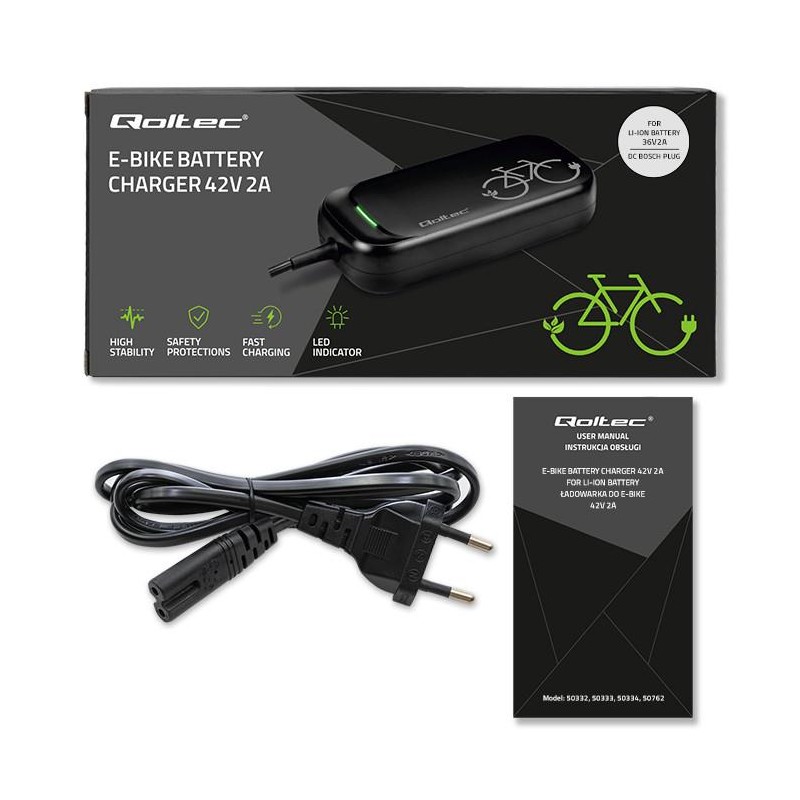 Ładowarka Qoltec do roweru Bosch 36V | 42V | 2A | Bosch plug… | PartsPC.pl