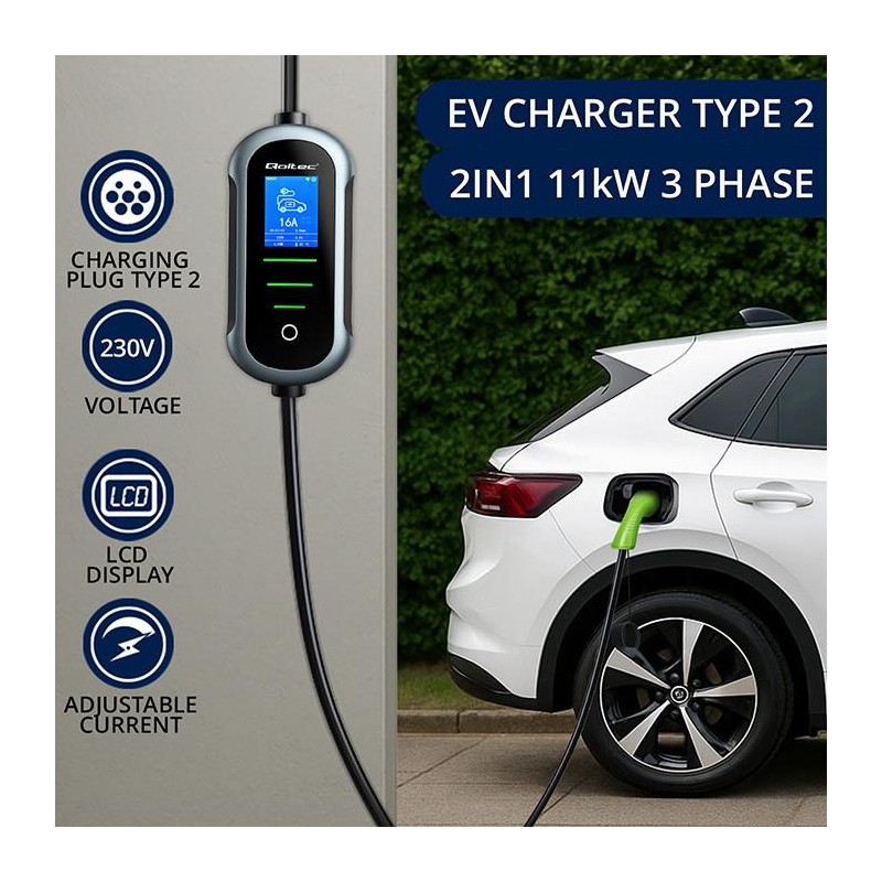 Ładowarka Qoltec do samochodu elektrycznego EV z regulacją 2… | PartsPC.pl