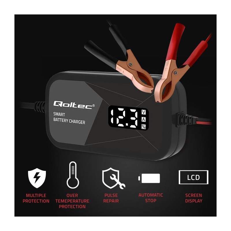 Ładowarka inteligentna Qoltec mikroprocesorowa 12V | 2A | Pr… | PartsPC.pl
