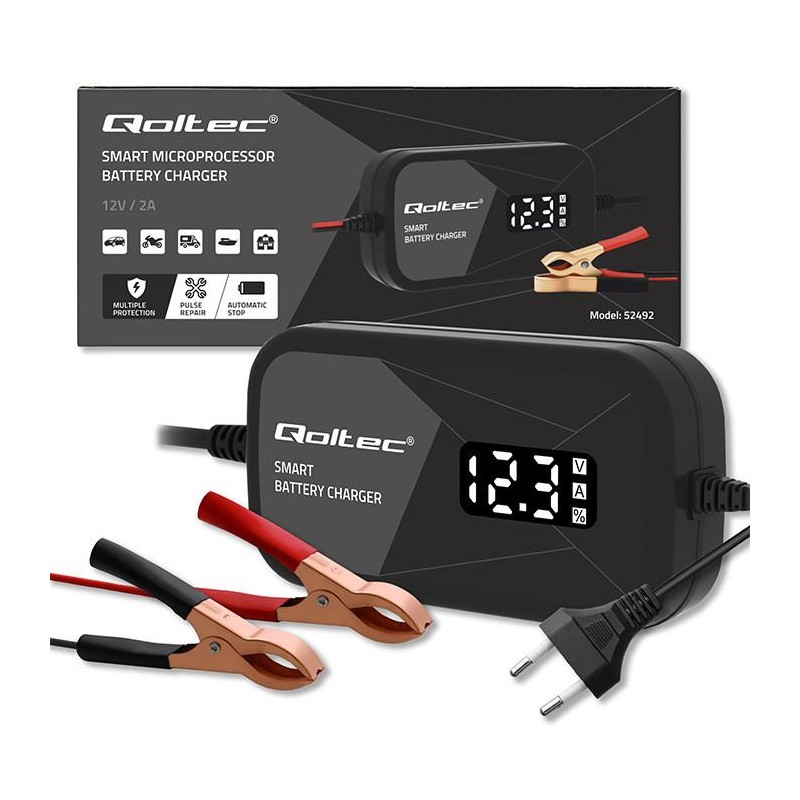 Ładowarka inteligentna Qoltec mikroprocesorowa 12V | 2A | Pr… | PartsPC.pl