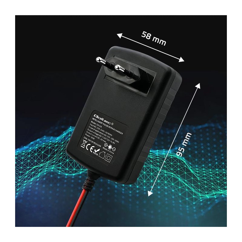 Ładowarka do akumulatora Qoltec AGM GEL STD 6V/12V | 2A | Pr… | PartsPC.pl