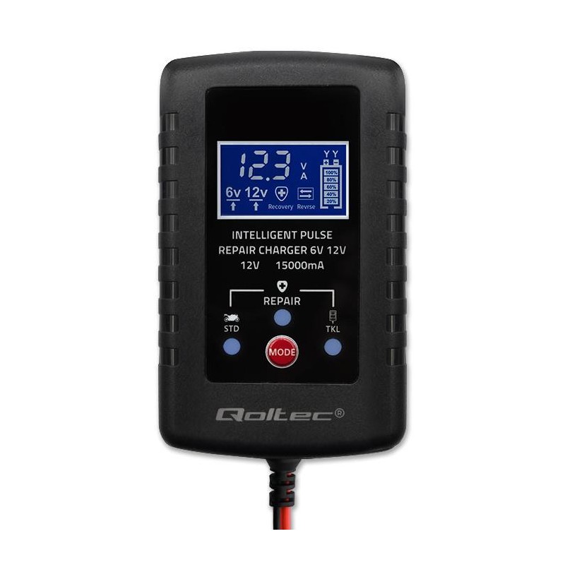 Ładowarka do akumulatora Qoltec AGM GEL STD 6V/12V | 2A | Pr… | PartsPC.pl