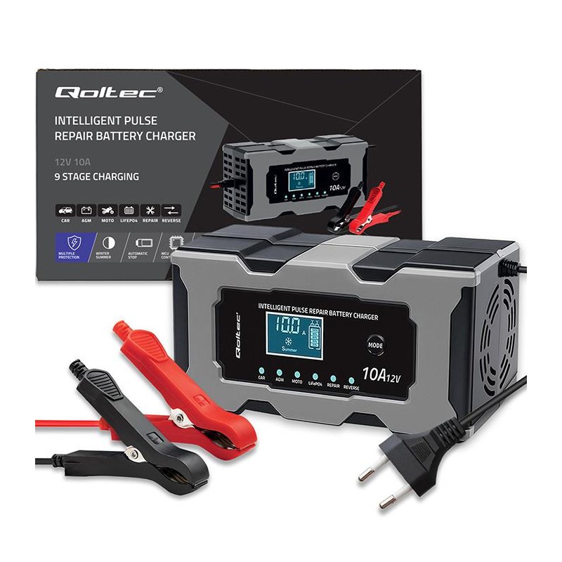 Ładowarka inteligentna Qoltec mikroprocesorowa 12V 10A | PartsPC.pl