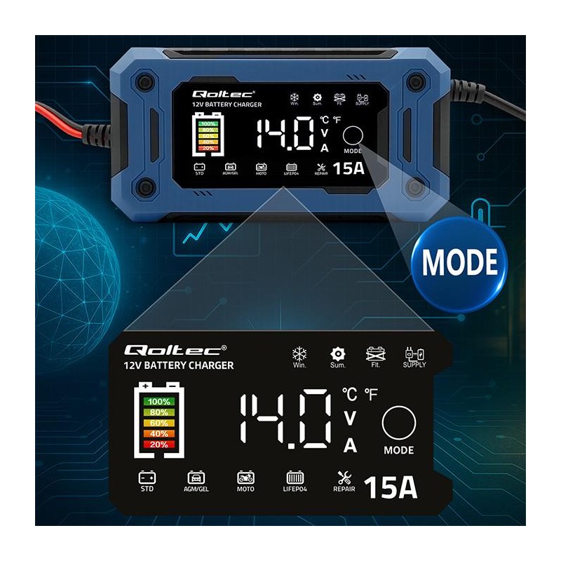 Ładowarka inteligentna Qoltec mikroprocesorowa 12V 15A do AG… | PartsPC.pl