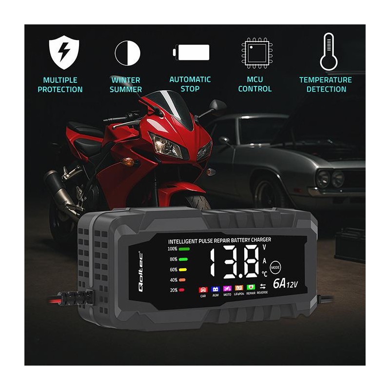 Ładowarka inteligentna Qoltec mikroprocesorowa 12V 6A | Pros… | PartsPC.pl