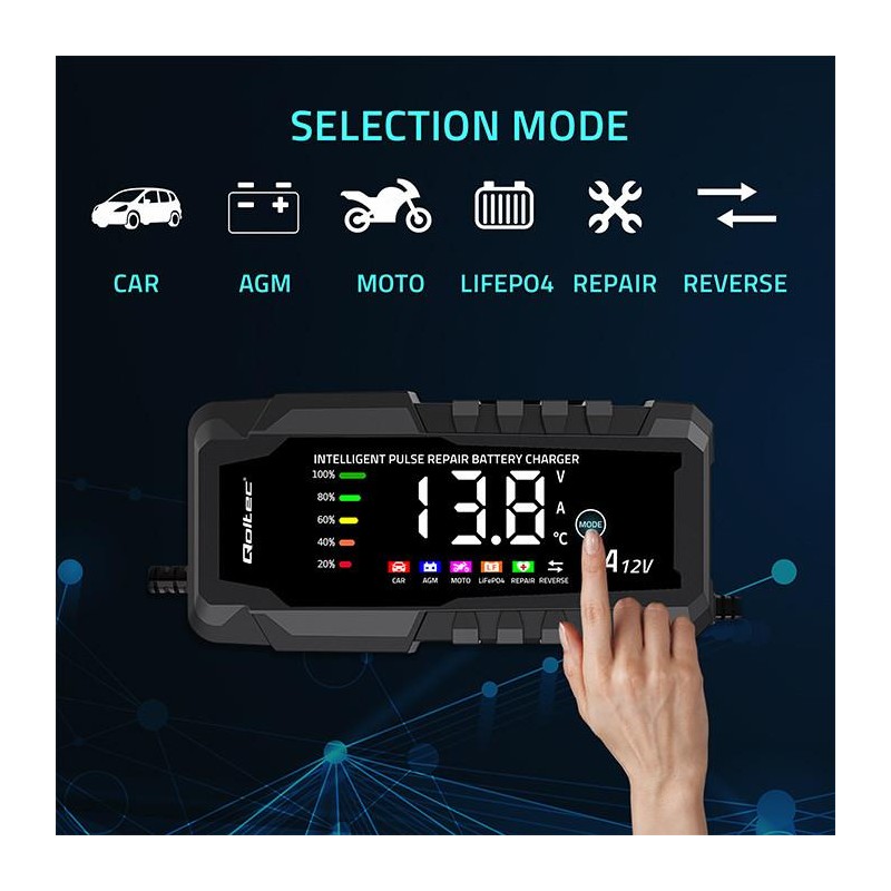 Ładowarka inteligentna Qoltec mikroprocesorowa 12V 6A | Pros… | PartsPC.pl