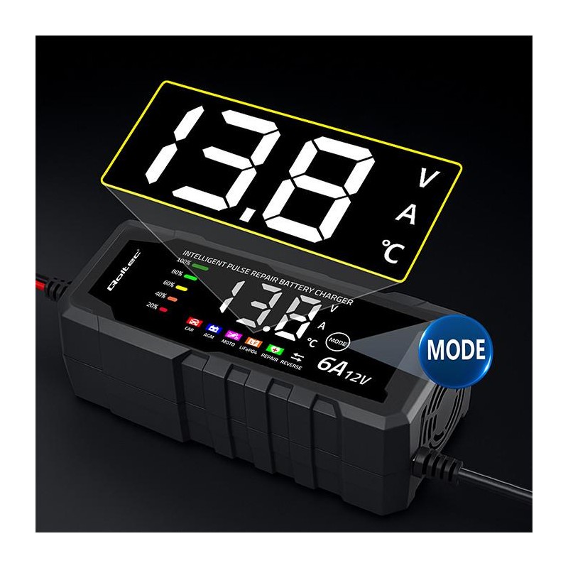 Ładowarka inteligentna Qoltec mikroprocesorowa 12V 6A | Pros… | PartsPC.pl