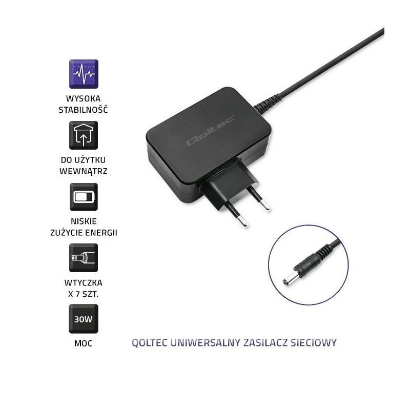 Zasilacz uniwersalny Qoltec sieciowy 30W | 12V | 2.5A | 7 wt… | PartsPC.pl