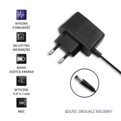 Zasilacz sieciowy Qoltec wtyczkowy 5W | 5V | 1A | 5.5*2.1 | PartsPC.pl