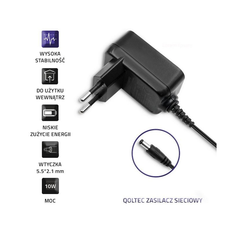 Zasilacz sieciowy Qoltec wtyczkowy 10W | 5V | 2A | 5.5*2.1