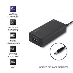 Zasilacz Qoltec desktopowy 60W | 12V | 5A | 5.5*2.1 | + kabel zasilający