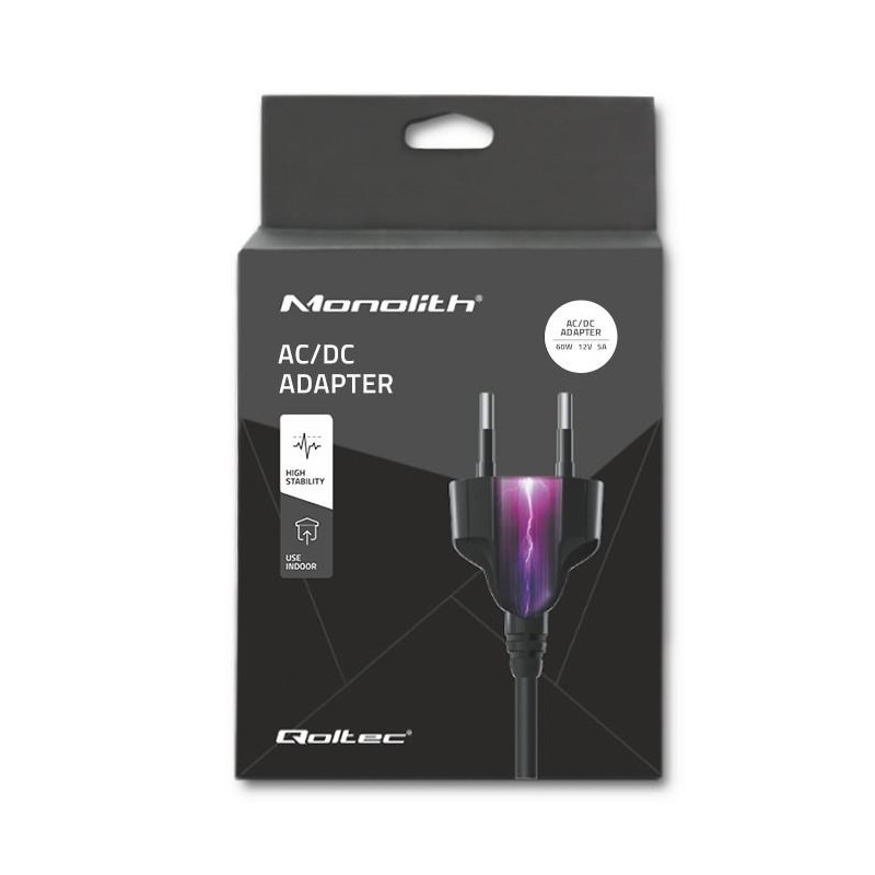 Zasilacz Qoltec desktopowy 60W | 12V | 5A | 5.5*2.1 | + kabel zasilający