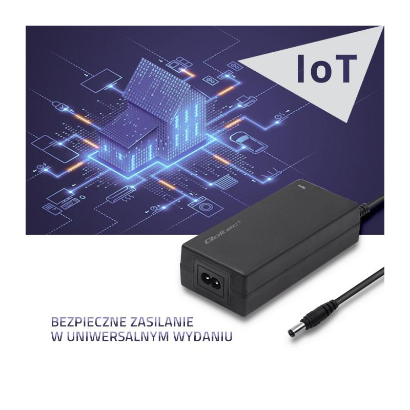 Zasilacz Qoltec desktopowy 60W | 12V | 5A | 5.5*2.1 | + kabel zasilający