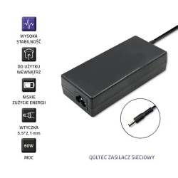 Zasilacz sieciowy Qoltec desktopowy 60W | 12V | 5A | 5.5*2.1 | + kabel