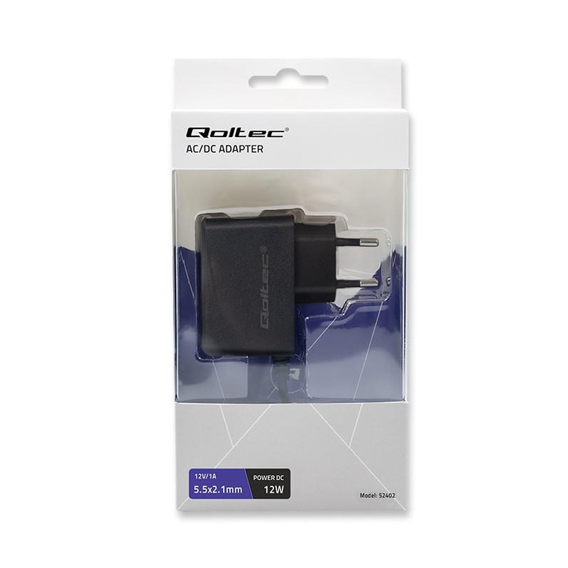Zasilacz sieciowy Qoltec wtyczkowy 12W | 12V | 1A | 5.5*2.1