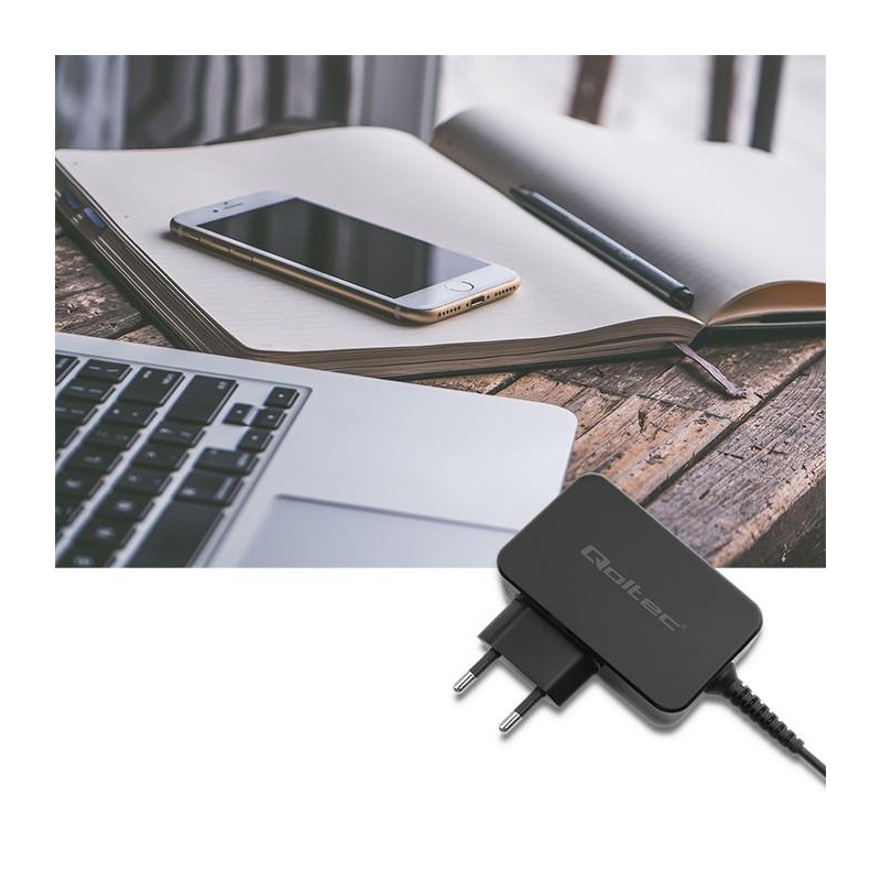 Ładowarka sieciowa Qoltec 65W | 5-20V | 3-3.25A | USB typ C … | PartsPC.pl