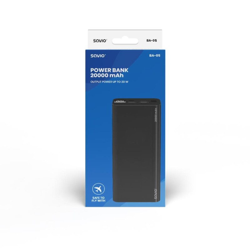 Powerbank SAVIO BA-05 20000mAh czarny | PartsPC.pl