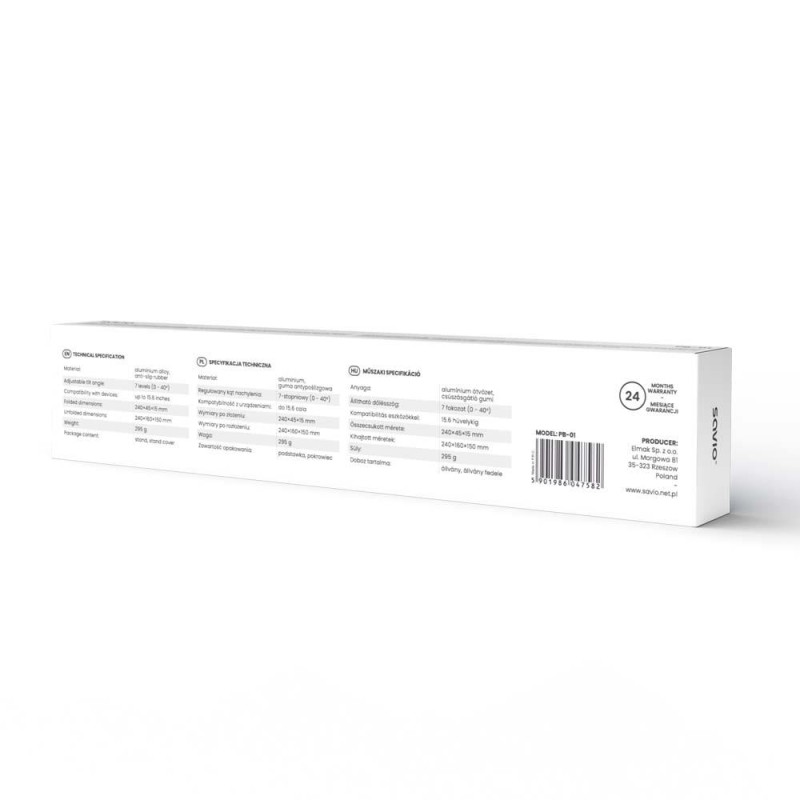 Podstawka biurowa pod laptop, tablet SAVIO PB-01, aluminiowa, szara