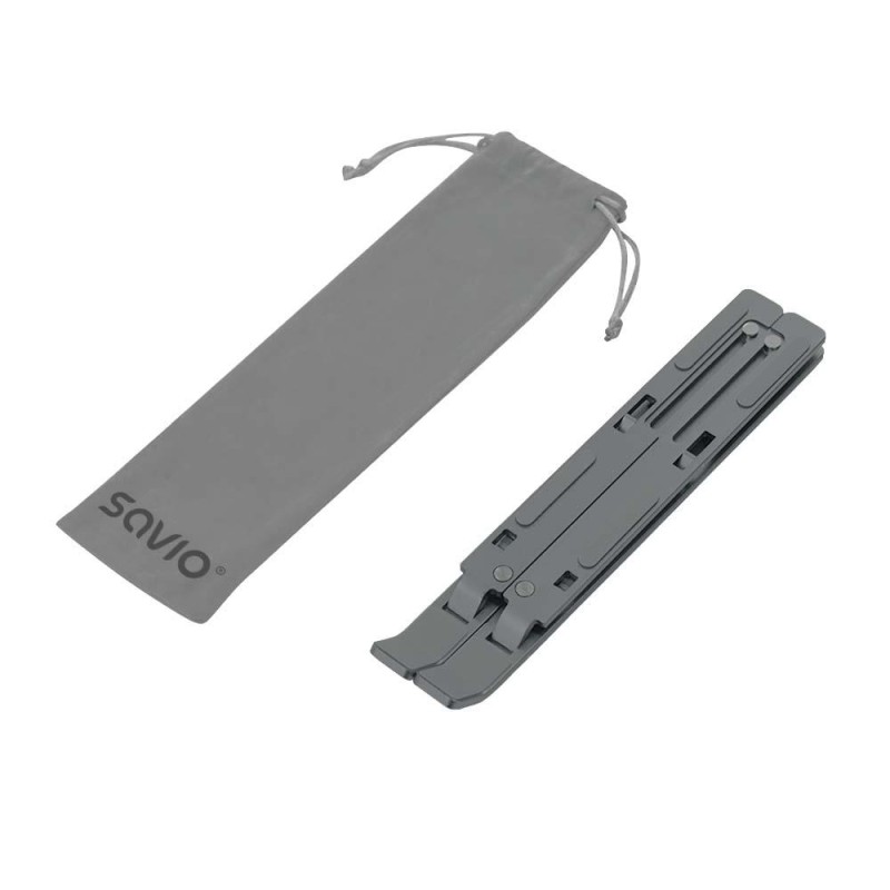 Podstawka biurowa pod laptop, tablet SAVIO PB-01, aluminiowa, szara