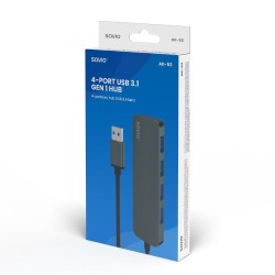 Hub USB 3.1 SAVIO AK-53 USB-A - 4 x USB-A szary