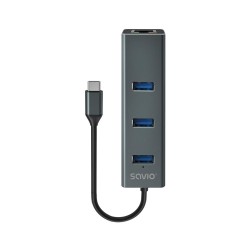 HUB USB-C 3.1 SAVIO AK-57 z adapterem RJ-45 3-portowy