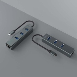 HUB USB-C 3.1 SAVIO AK-57 z adapterem RJ-45 3-portowy