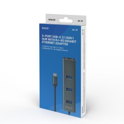 HUB USB-C 3.1 SAVIO AK-57 z adapterem RJ-45 3-portowy