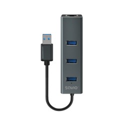 HUB USB-A 3.1 SAVIO AK-58 z adapterem RJ-45 3-portowy | PartsPC.pl