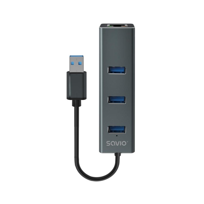 HUB USB-A 3.1 SAVIO AK-58 z adapterem RJ-45 3-portowy | PartsPC.pl