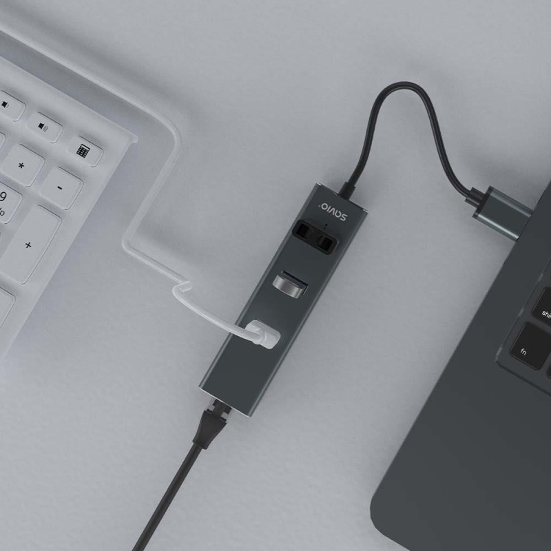 HUB USB-A 3.1 SAVIO AK-58 z adapterem RJ-45 3-portowy | PartsPC.pl