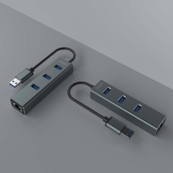 HUB USB-A 3.1 SAVIO AK-58 z adapterem RJ-45 3-portowy | PartsPC.pl