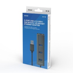 HUB USB-A 3.1 SAVIO AK-58 z adapterem RJ-45 3-portowy | PartsPC.pl