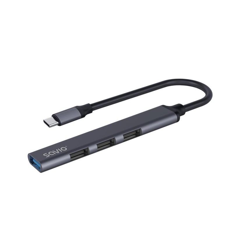 Hub USB SAVIO AK-71 USB-C - 3 x USB-A 2.0, 1 x USB-A 3.1 Gen… | PartsPC.pl