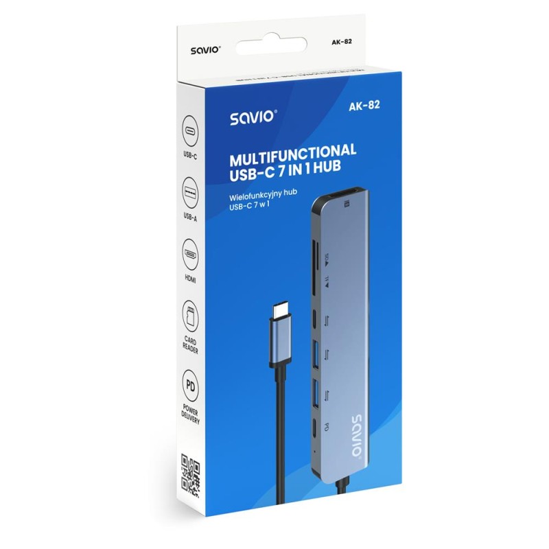 Hub USB-C SAVIO AK-82 7w1 | PartsPC.pl
